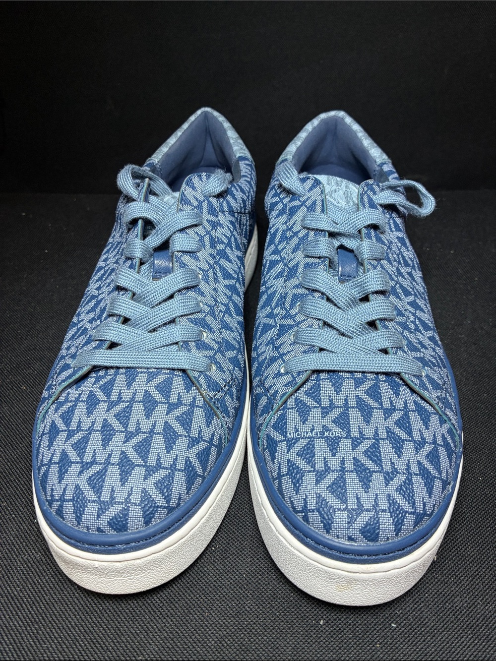 Michael Kors Denim Blue MK Monogram Low-Top Sneakers USED